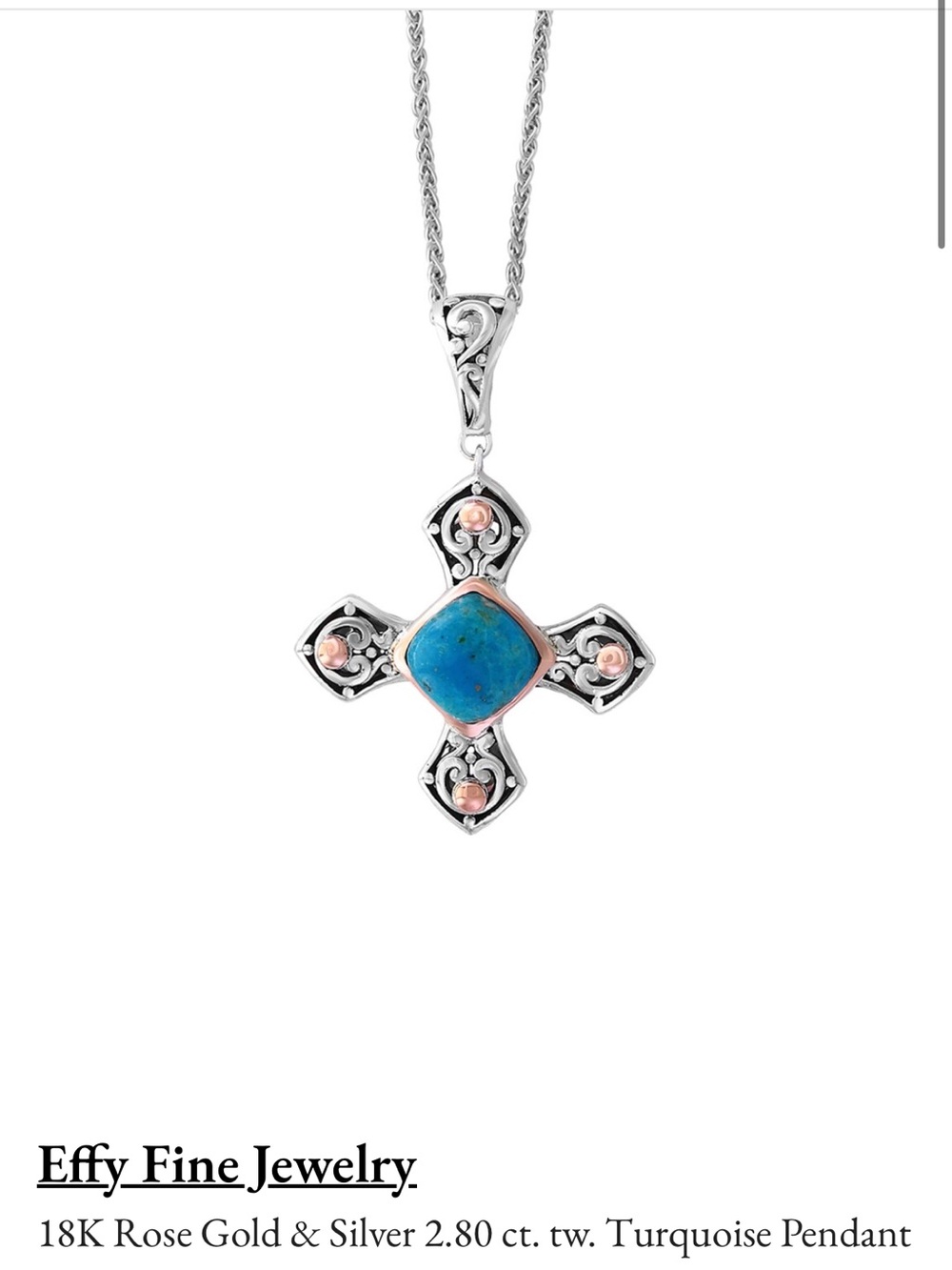 Effy Fine Jewelry 18K Rose Gold & Silver 2.80ct. tw Turquoise Pendant